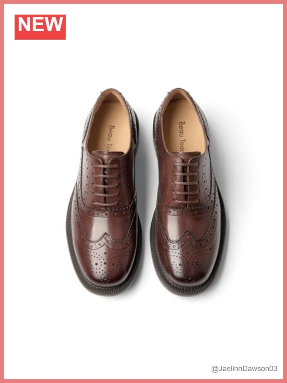 Women's Genuine Leather Wingtip Brogue Oxfords Dress Shoes Low Heel Lace-Up